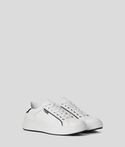 Karl Lagerfeld Kronos Leather Sneakers In White