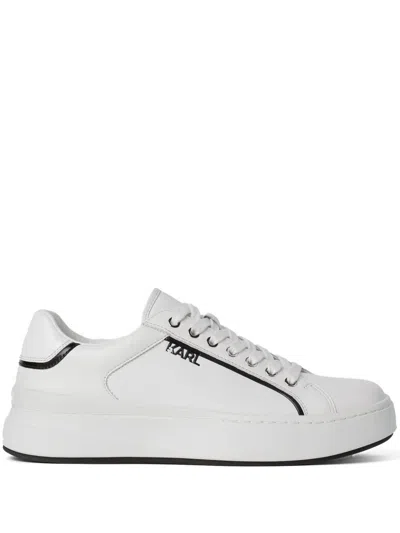 Karl Lagerfeld Kronos Leather Sneakers In White