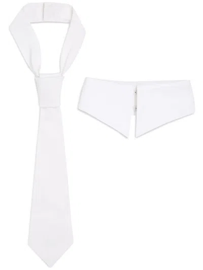 Karl Lagerfeld Kl Studio Collar And Tie Set In White