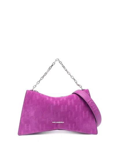 Karl Lagerfeld K/seven Element Suede Shoulder Bag In Purple