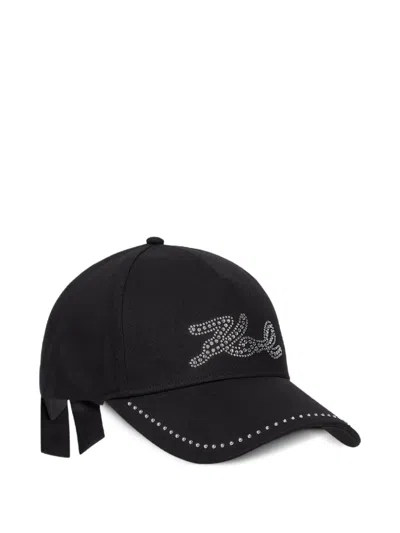 Karl Lagerfeld K/signature Baseball Cap In Black