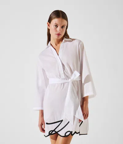 Karl Lagerfeld K/signature Beach Shirt Dress In White