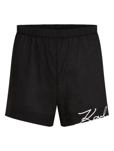 Karl Lagerfeld K/signature Beach Shorts In Black