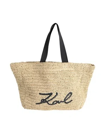 Karl Lagerfeld K/signature Beach Tote Raf Woman Handbag Beige Size - Paper Yarn