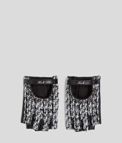 Karl Lagerfeld K/signature Bouclé Fingerless Gloves