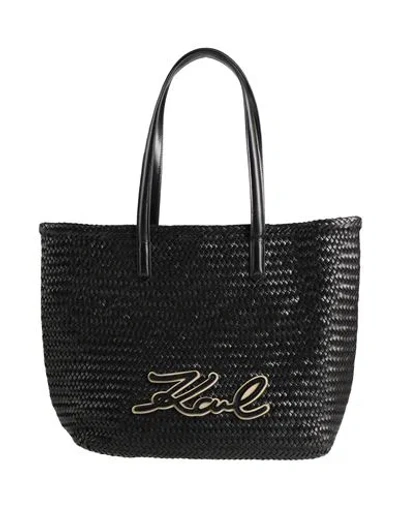 Karl Lagerfeld K/signature Braid Medium Tote Woman Handbag Black Size - Cow Leather