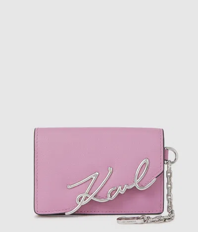 Karl Lagerfeld K/signature Cardholder In Pink