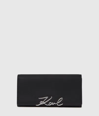 Karl Lagerfeld K/signature Continental Flap Wallet In Black