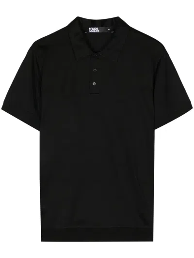 Karl Lagerfeld K/signature Cotton Polo Shirt In Black