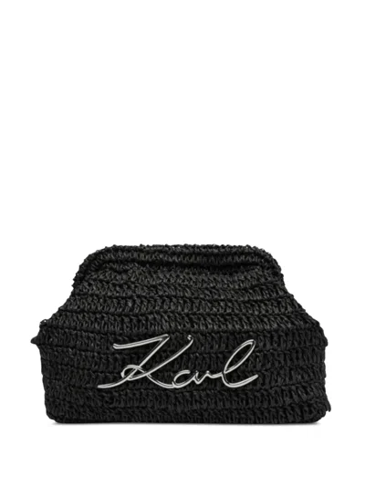 Karl Lagerfeld K/signature Crochet Clutch Bag In Black