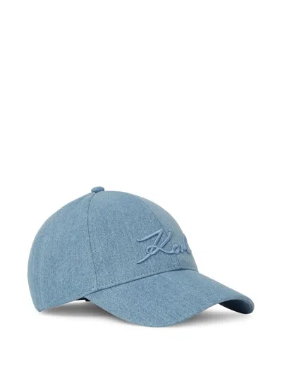 Karl Lagerfeld K/signature Denim Cap In Blau