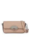 Karl Lagerfeld Signature Fan Leather Crossbody Bag In Neutrals
