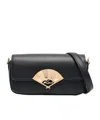 Karl Lagerfeld Small Signature Fan Leather Crossbody Bag In Black