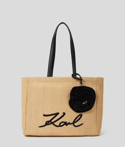 Karl Lagerfeld K/signature Flower Raffia Beach Tote Bag