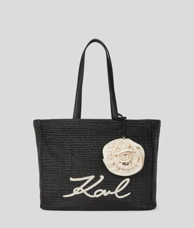 Karl Lagerfeld K/signature Flower Raffia Beach Tote Bag