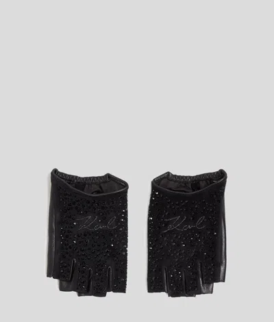 Karl Lagerfeld K/signature Glitter Fingerless Gloves