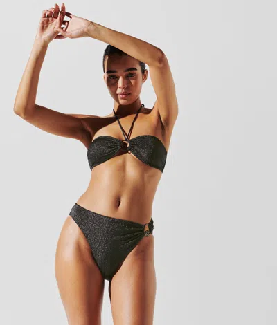 Karl Lagerfeld K/signature Halter Bikini Top In Black