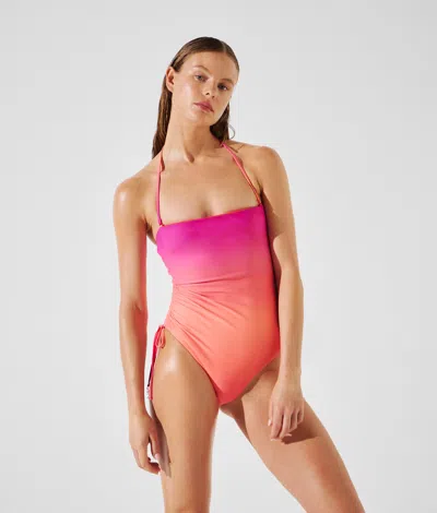 Karl Lagerfeld K/signature Halter-neck Swimsuit In Pink