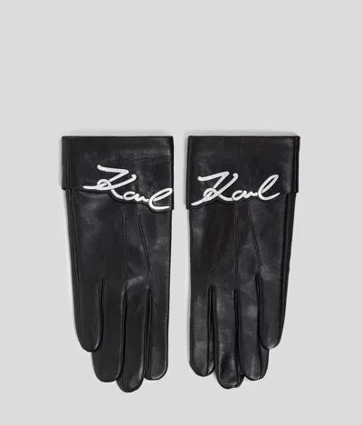 Karl Lagerfeld K/signature Leather Gloves