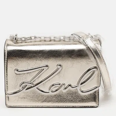 Pre-owned Karl Lagerfeld K/signature Light Gold Leather Shoulder Bag
