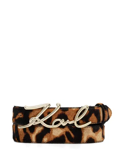 Karl Lagerfeld K/signature Logo Belt In Brown