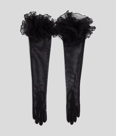 Karl Lagerfeld K/signature Long Ruffled Gloves