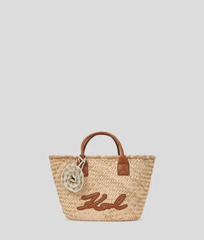Karl Lagerfeld K/signature Medium Raffia Tote Bag In Brown