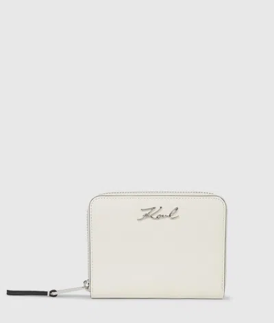 Karl Lagerfeld K/signature Medium Zip Wallet In White