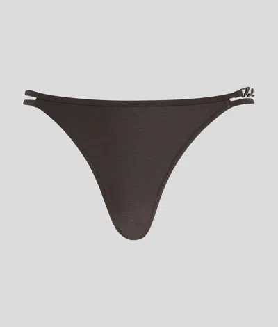 Karl Lagerfeld K/signature Mid-rise Bikini Bottoms In Brown