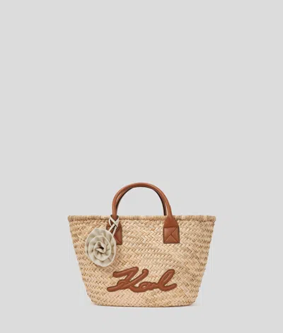 Karl Lagerfeld K/signature Mittelgrosse Tote-bag Aus Bast In Brown