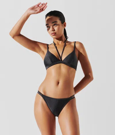 Karl Lagerfeld K/signature Multi-strap Bikini Top In Black