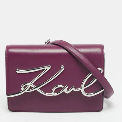 Pre-owned Karl Lagerfeld K/signature Purple Leather Crossbody Bag