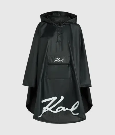 Karl Lagerfeld K/signature Rain Poncho In Black