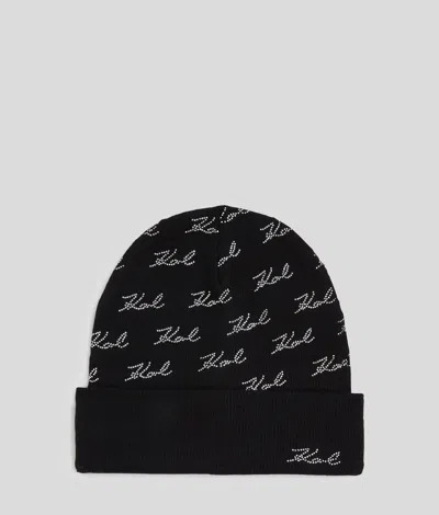 Karl Lagerfeld K/signature Rhinestone Beanie