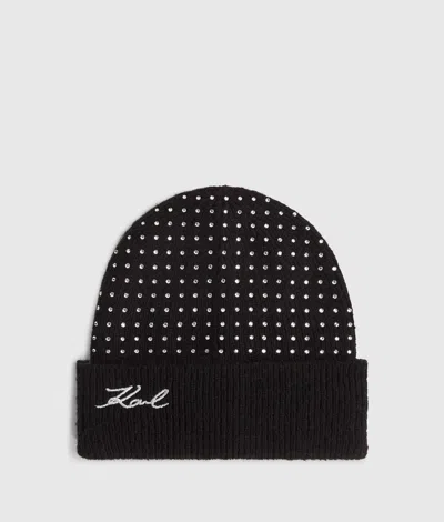 Karl Lagerfeld K/signature Rhinestone Beanie