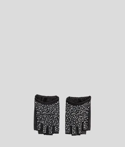 Karl Lagerfeld K/signature Rhinestone Fingerless Gloves