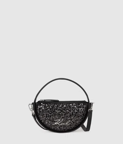 Karl Lagerfeld K/signature Sequin Round Crossbody Bag