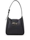Karl Lagerfeld Signature Leather Shoulder Bag In Black