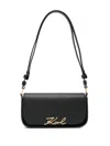 Karl Lagerfeld Women's Signature Cowhide Leather Shoulder Bag In Black