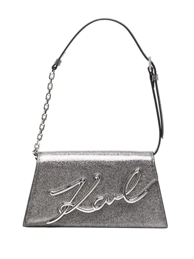Karl Lagerfeld Ksignature Shoulder Bag In Grey