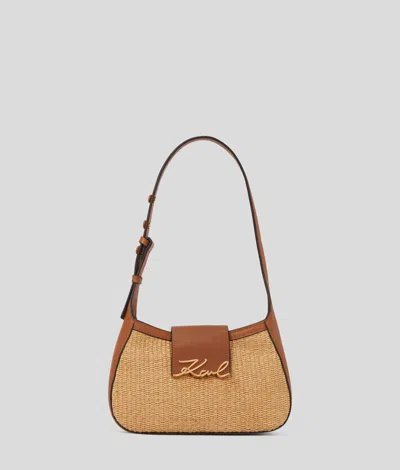Karl Lagerfeld K/signature Small Raffia Shoulder Bag
