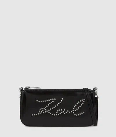 Karl Lagerfeld K/signature Studs Crossbody Pouch In Black