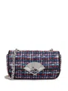 Karl Lagerfeld K/signature Tweed Cross Body Bag In Blue