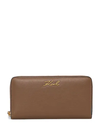 Karl Lagerfeld K/signature Wallet In Braun