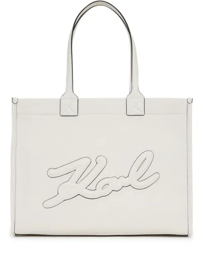 Karl Lagerfeld K/skuare Grainy Tote Bag In 白色