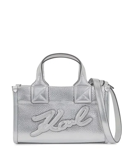Karl Lagerfeld K/skuare Grainy Tote Bag In Silver