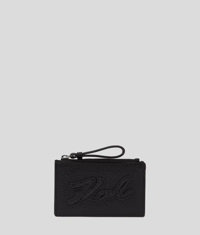 Karl Lagerfeld K/skuare Grainy Zip Cardholder In Black