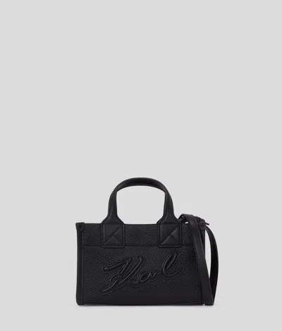 Karl Lagerfeld K/skuare Kleine Tote-bag Aus Gebarbtem Leder In Black