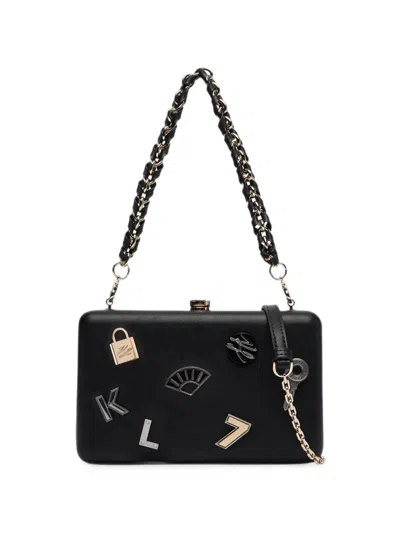 Karl Lagerfeld K/soirée Minaudière Pin-embellished Clutch Bag In Black