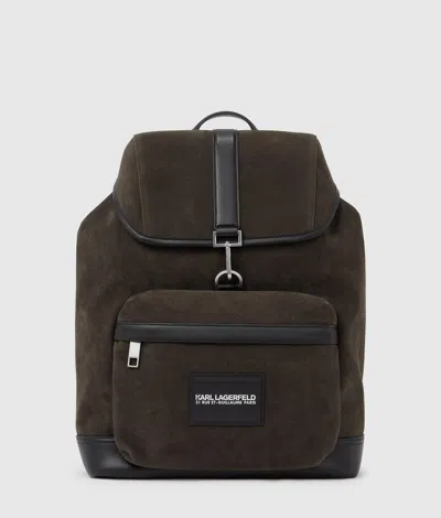 Karl Lagerfeld K/traveller Faux Suede Backpack In Brown